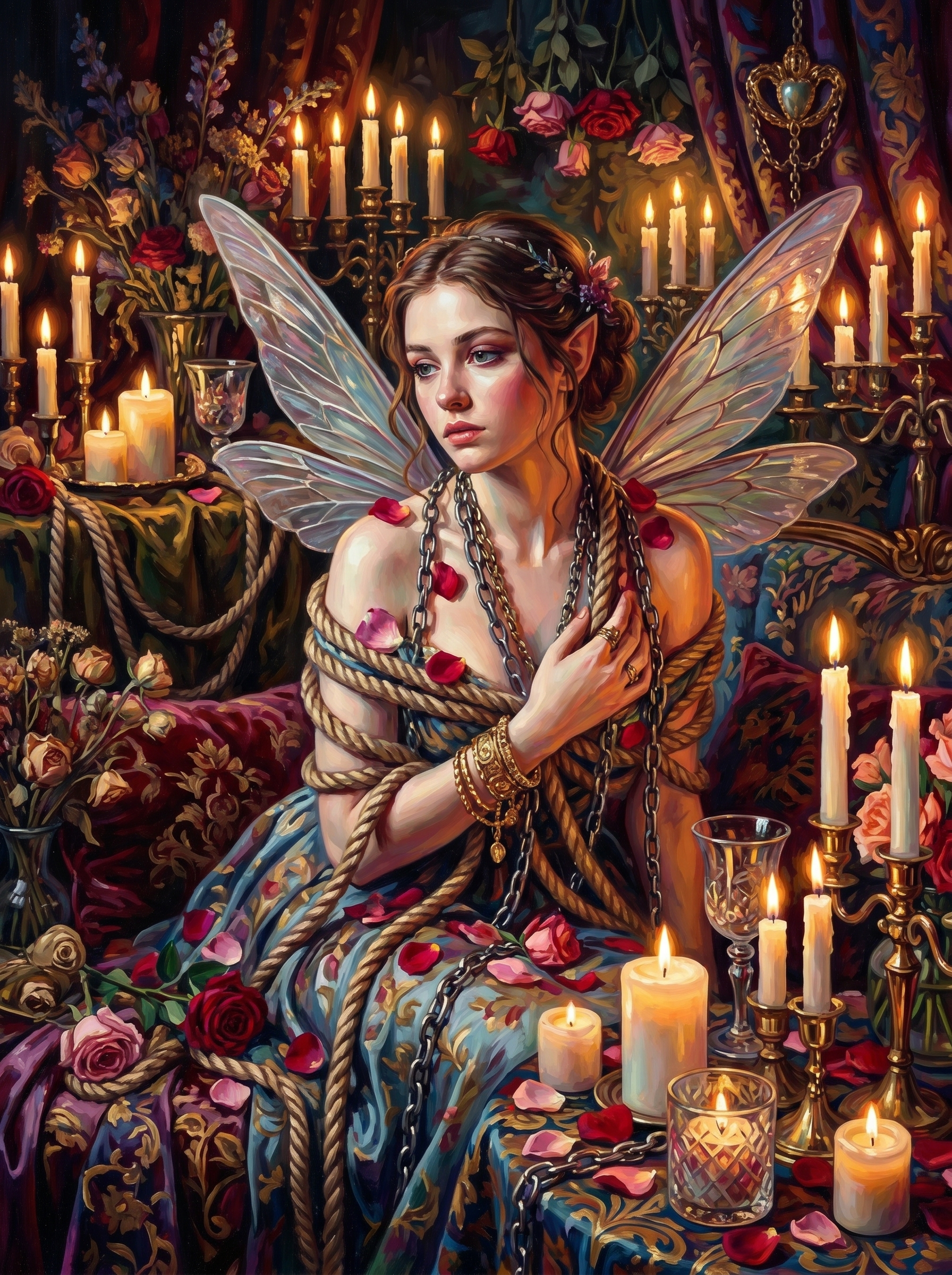 Bound Fairy Candlelit Roses (150 Color Diamond Painting)