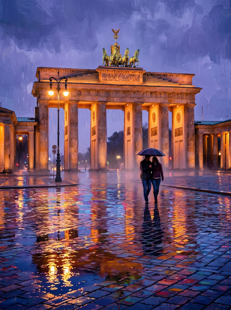 Brandenburg Gate Berlin Dusk (150 Color Diamond Painting)