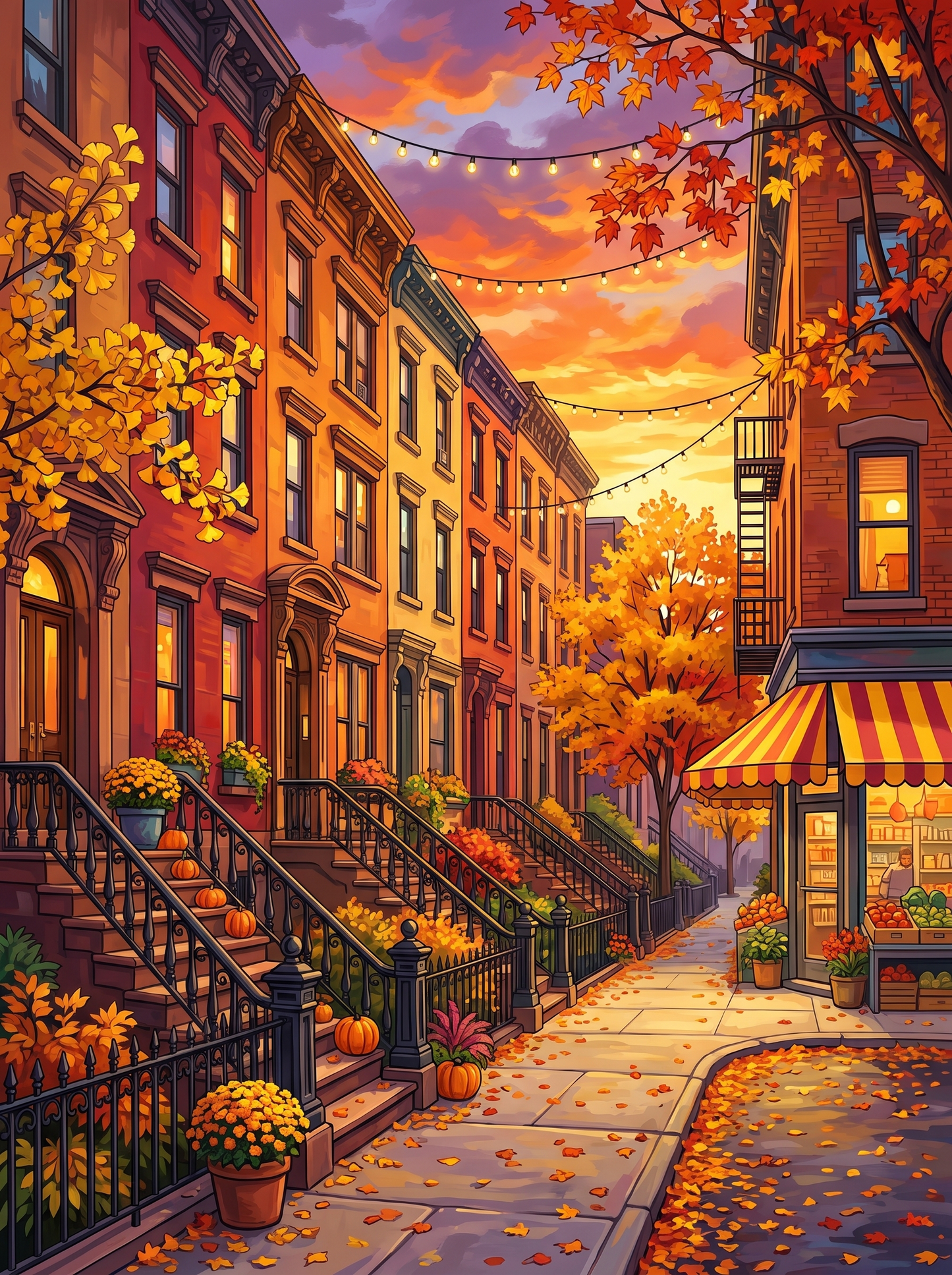 Brooklyn Brownstones in Autumn