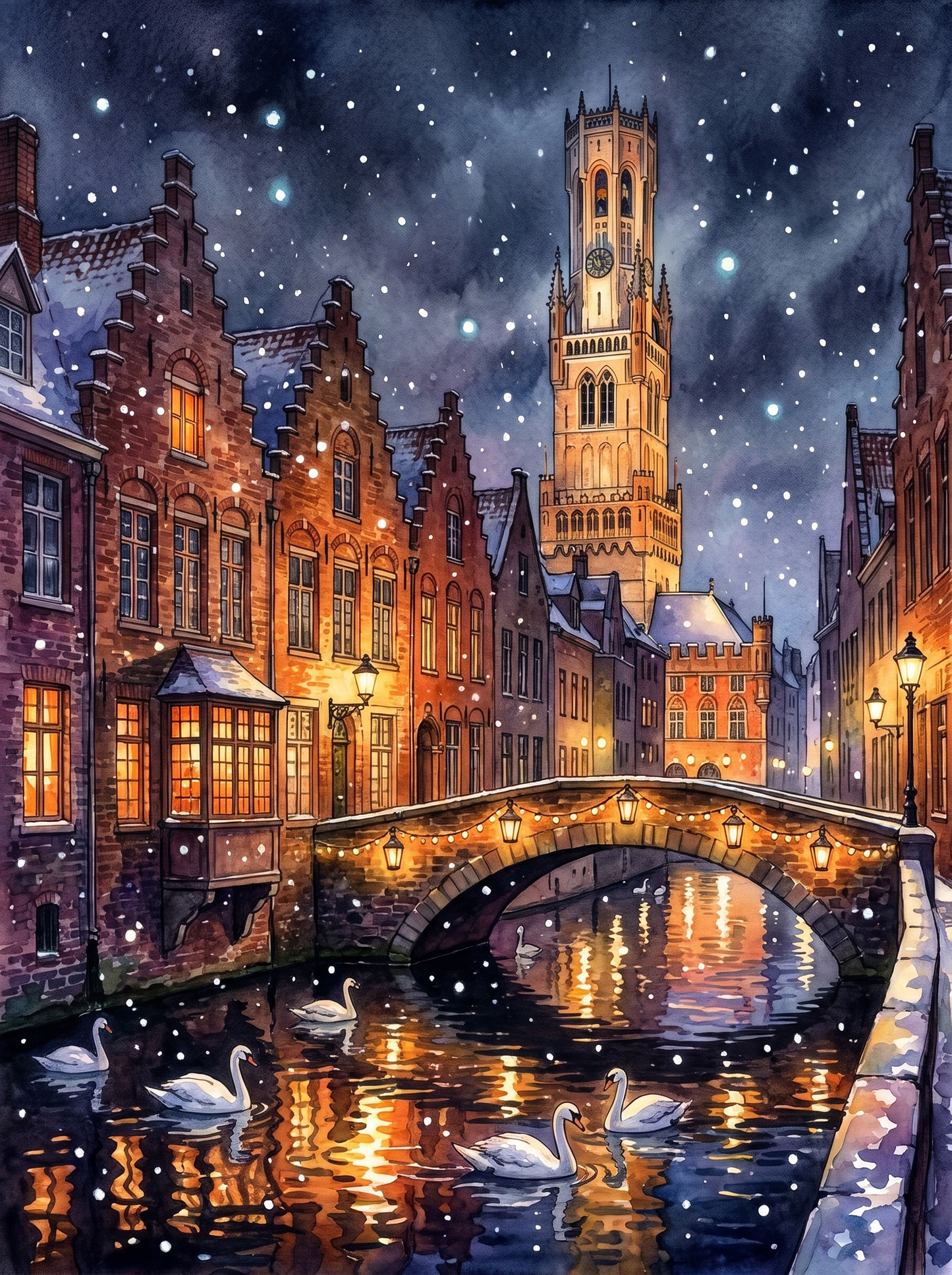 Snow on the Bruges Canals