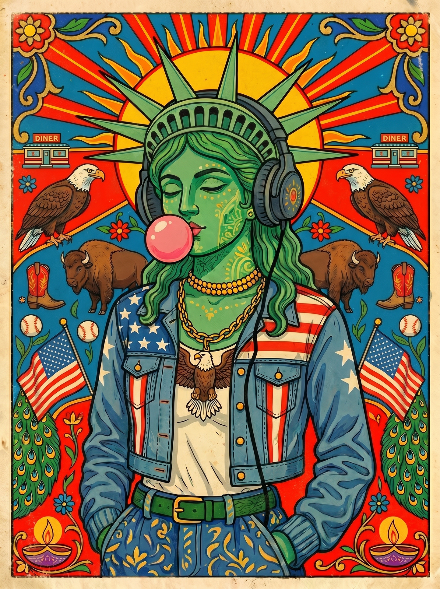 Bubblegum Liberty Statue (150 Color Diamond Painting)