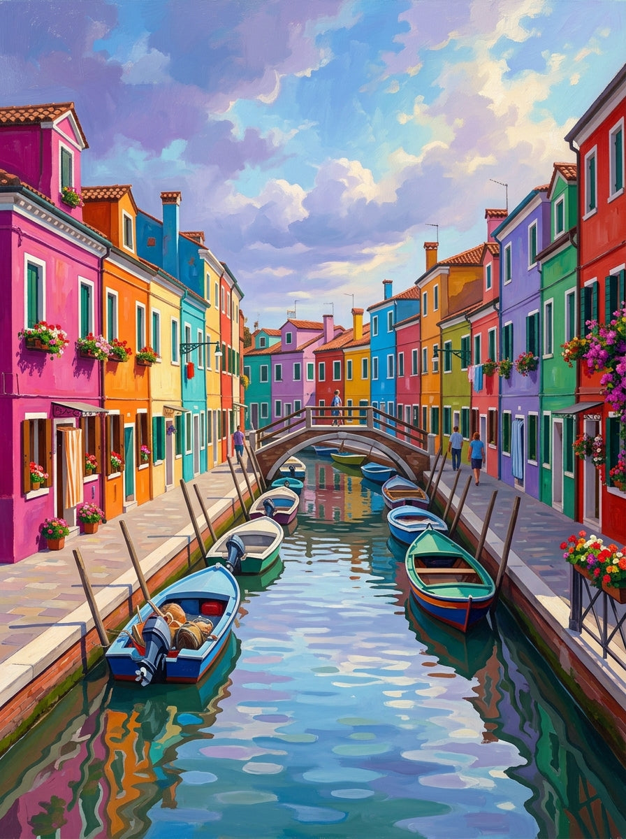 Burano Rainbow Canal (150 Color Diamond Painting)