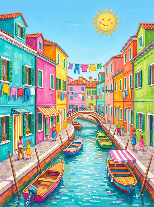 Burano Rainbow Houses (150 Color Diamond Painting)