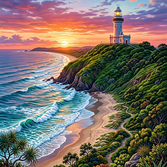 Byron Bay Lighthouse Sunrise (150 Color Diamond Painting) Diamond Painting kit