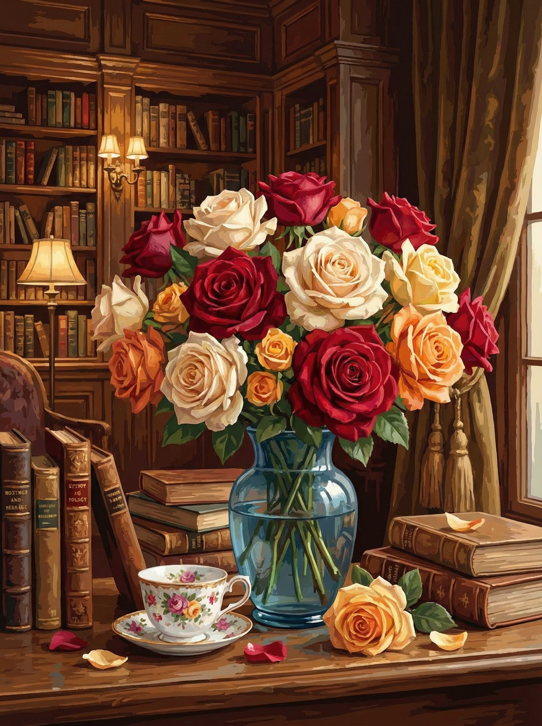 Library Rose Elegance (Diamond Painting)