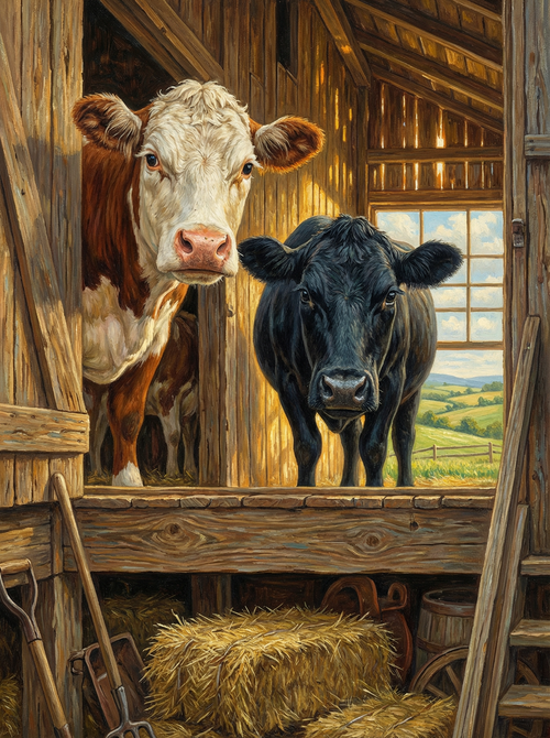 Barnyard Morning Duo (Diamond Painting)