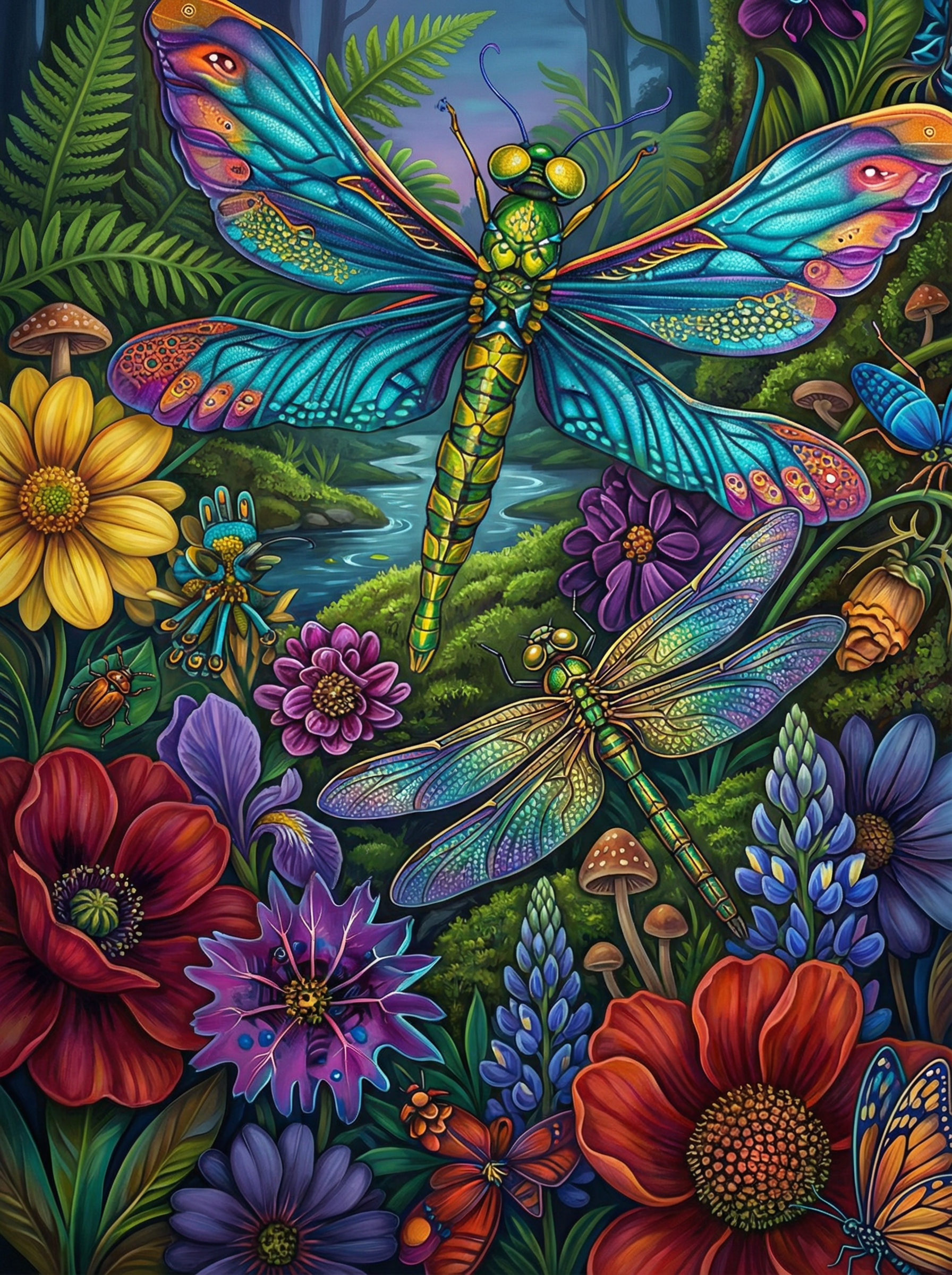 Enchanted Dragonfly Garden (Diamond Painting)