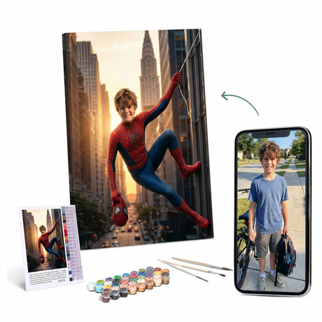 Turn into Spider-Man (Custom PBN) Custom Paint by Numbers kit