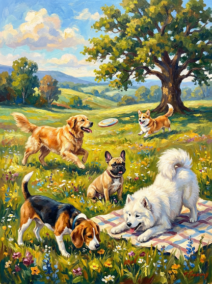 Meadow Dog Gathering (Diamond Painting) Diamond Painting kit