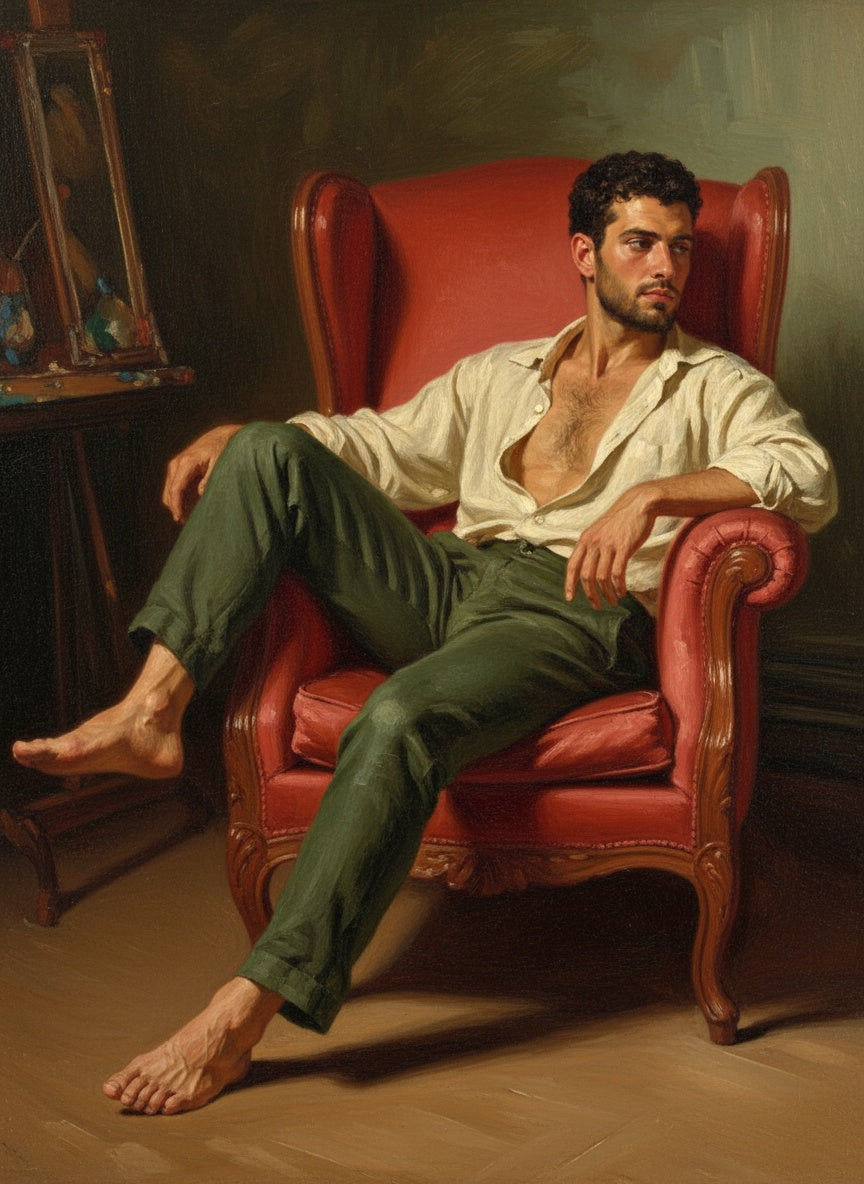 Man in the Red Chair (Board Canvas)
