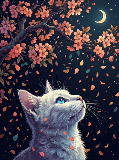 Moonlit Blossom Cat