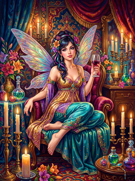 Candlelit Fairy Wine Boudoir (150 Color Diamond Painting) Diamond Painting kit