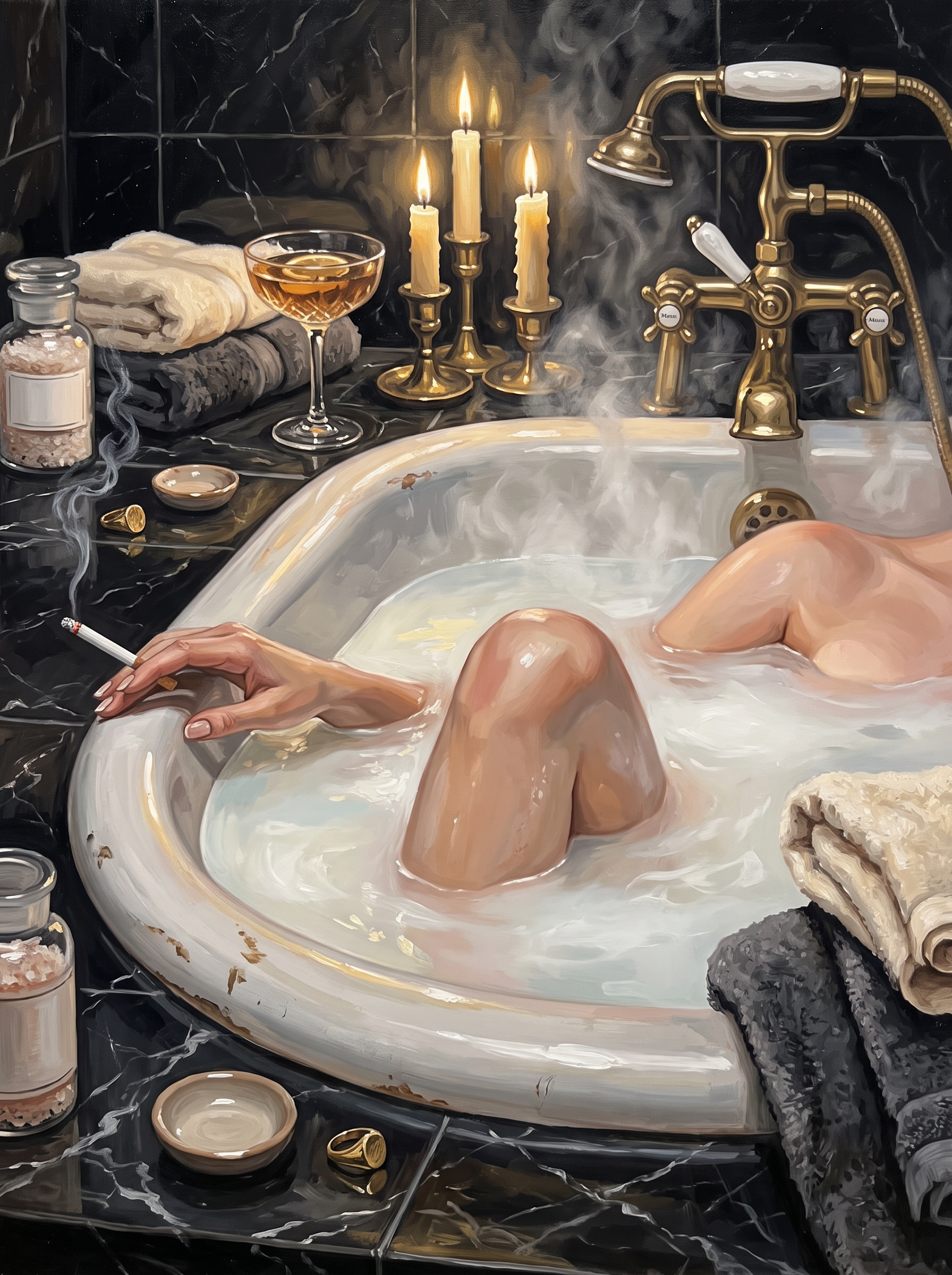Candlelit Marble Bath