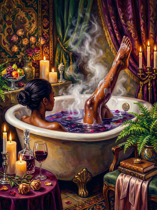 Candlelit Rose Petal Bath