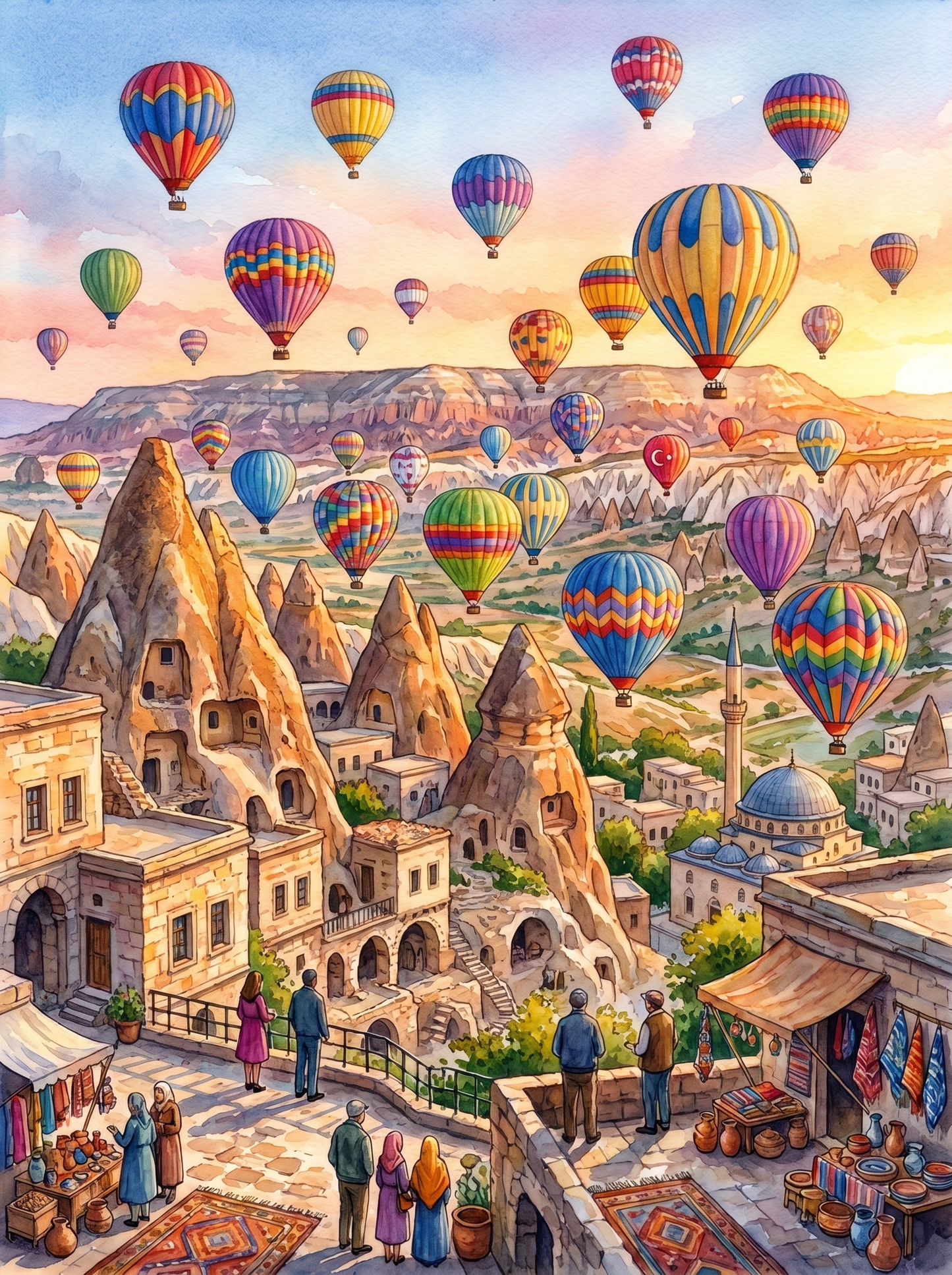 Cappadocia Balloons Dawn (150 Color Diamond Painting)