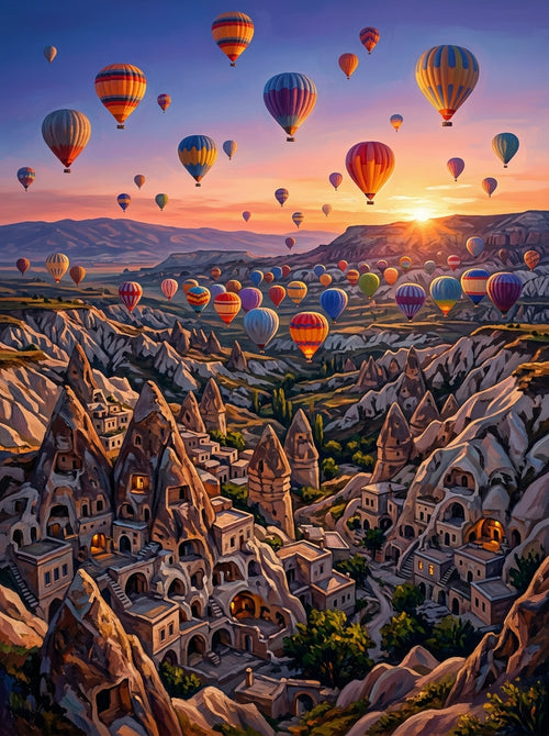 Cappadocia Balloons Sunrise Documentary (150 Color Diamond Painting)