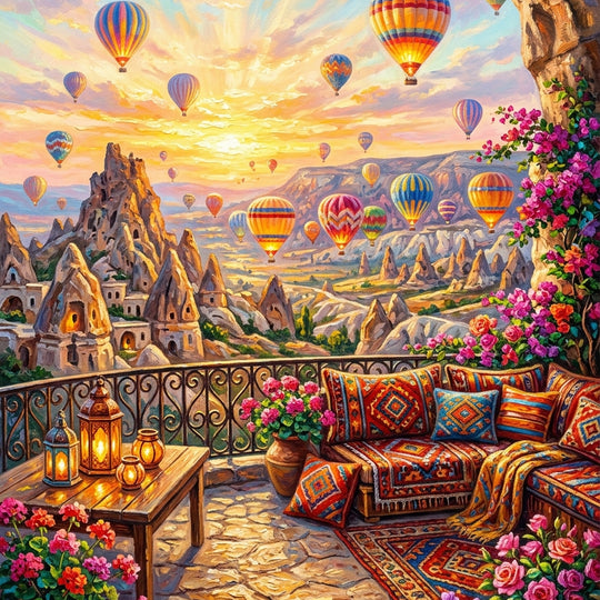 Cappadocia Balloons Sunrise Impasto (150 Color Diamond Painting) Diamond Painting kit