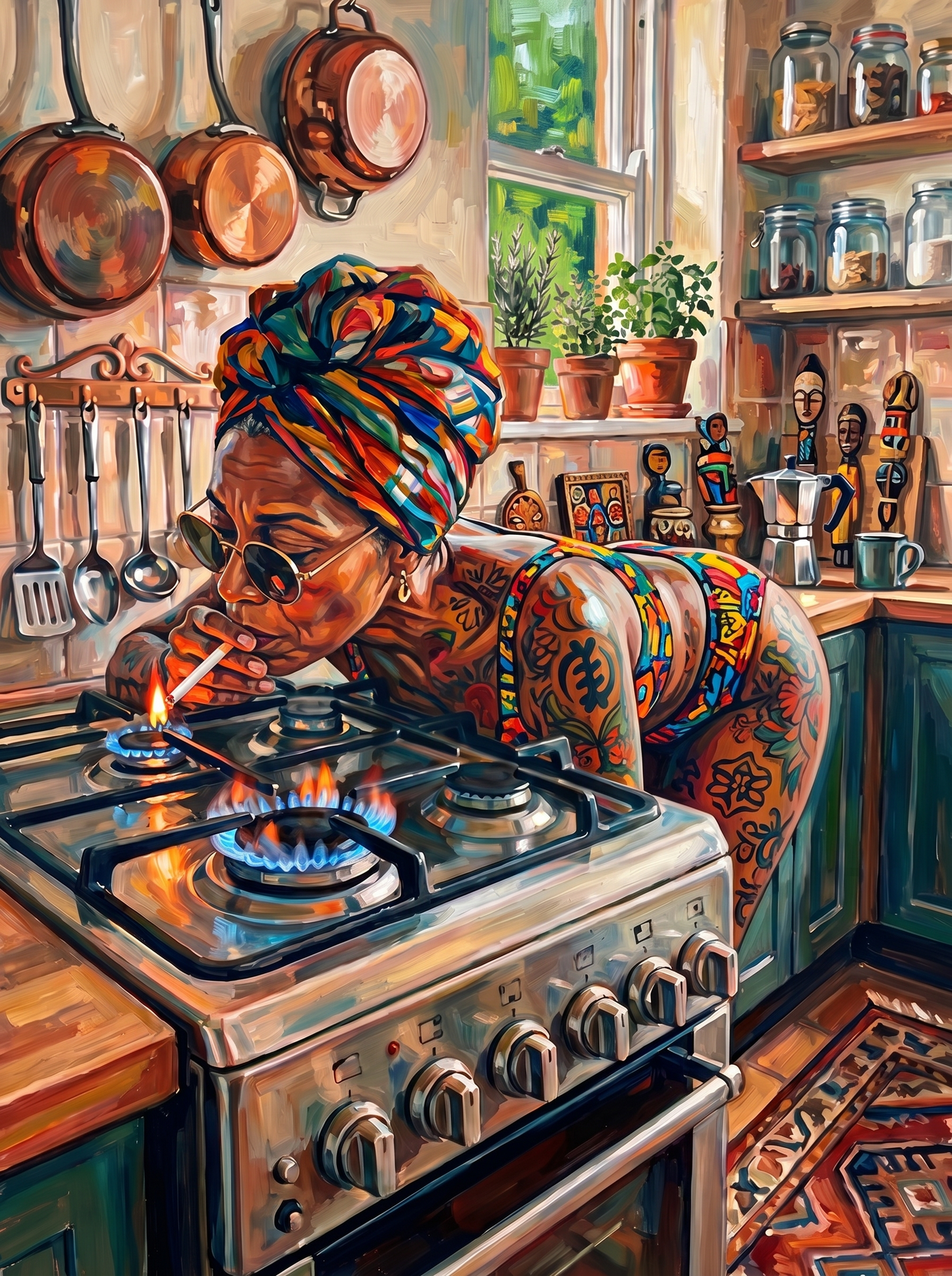 Carved Figures Kitchen