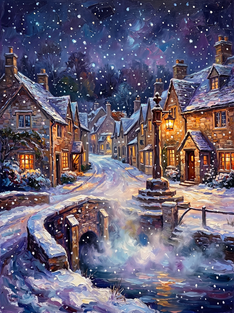 Snowy Night in Castle Combe