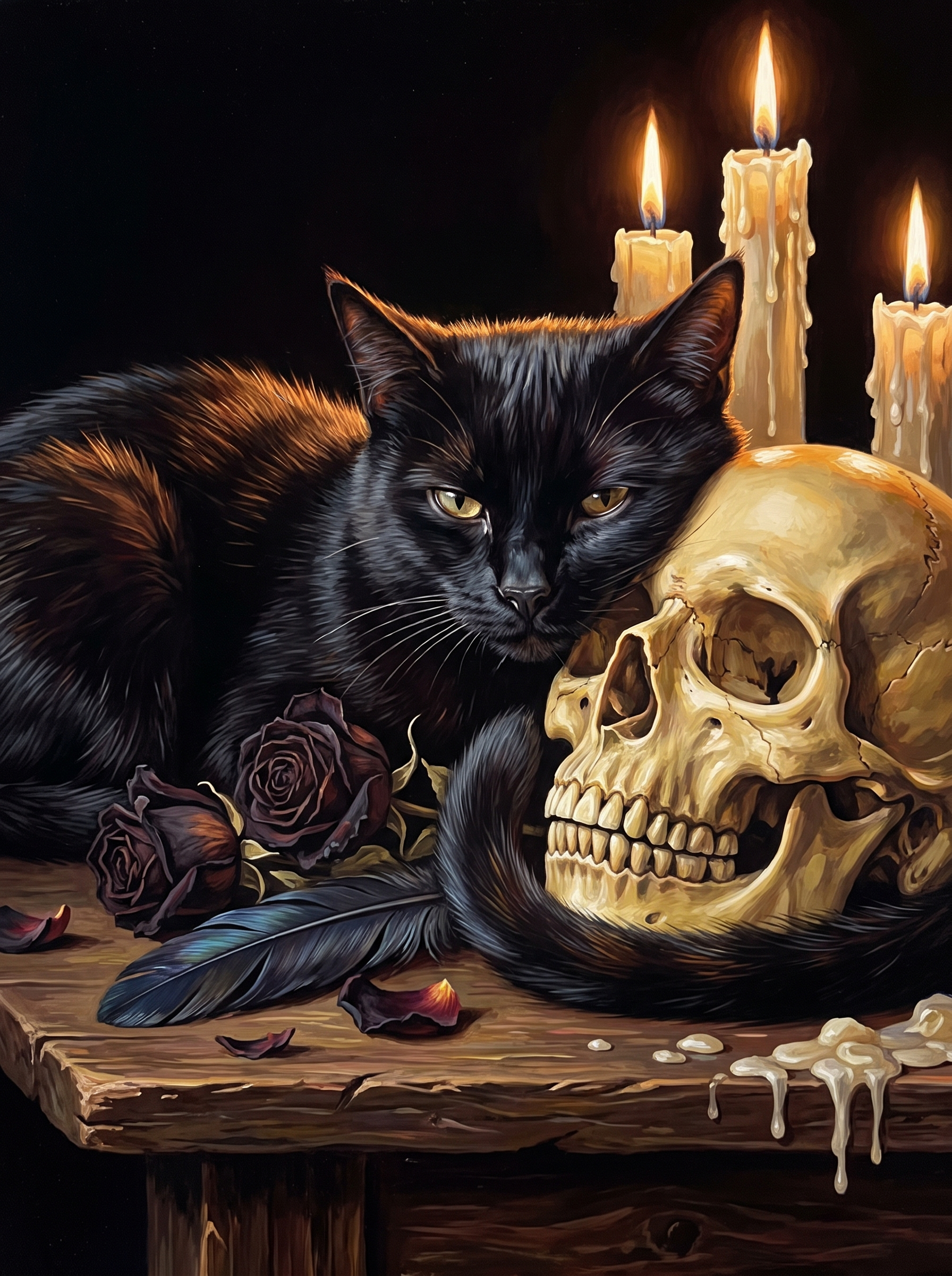 Cat and Skull
