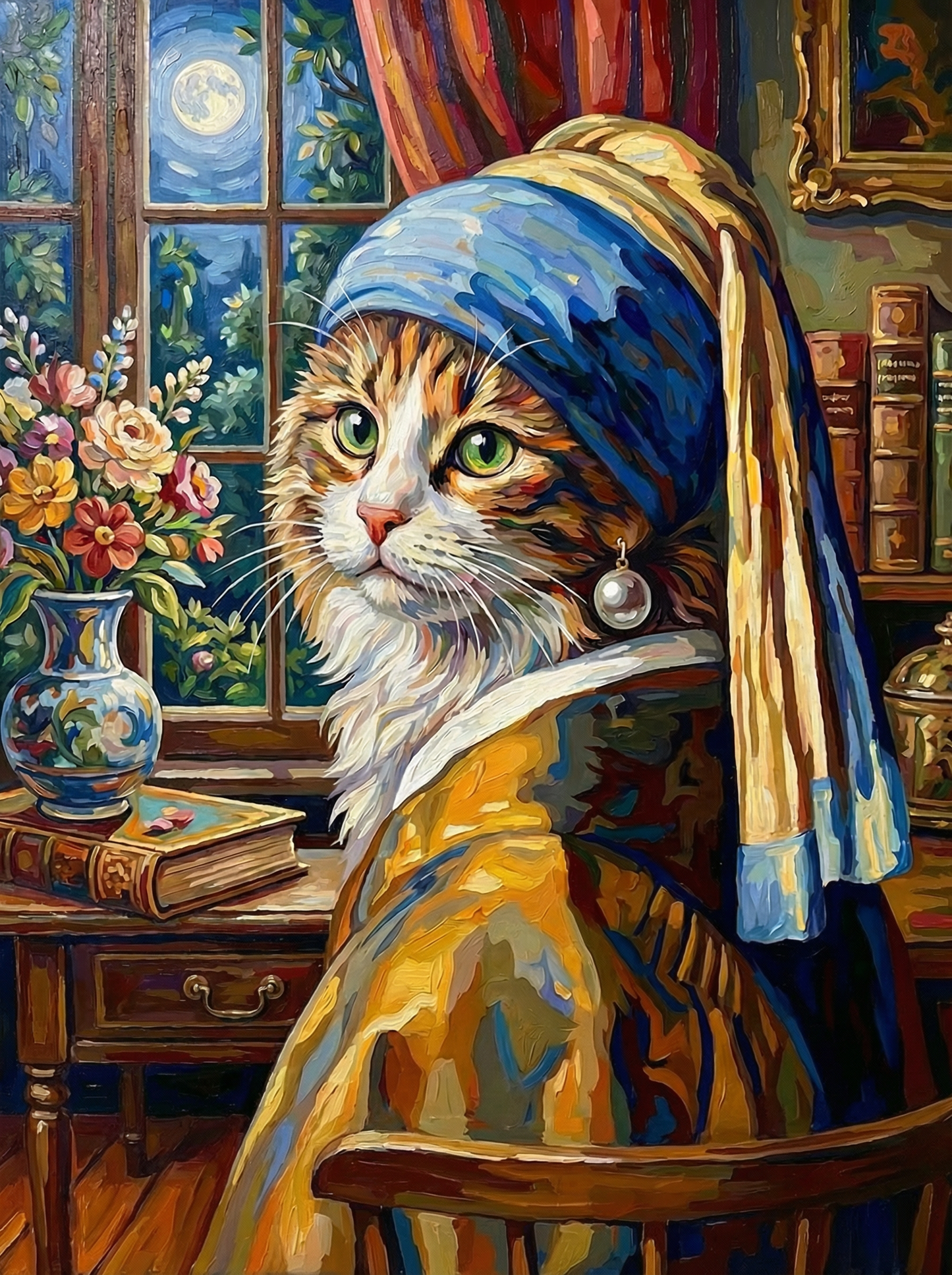 Cat Girl With Pearl (Diamond Painting) Diamond Painting kit