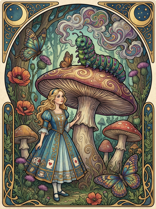 Caterpillar Mushroom Butterflies (150 Color Diamond Painting)