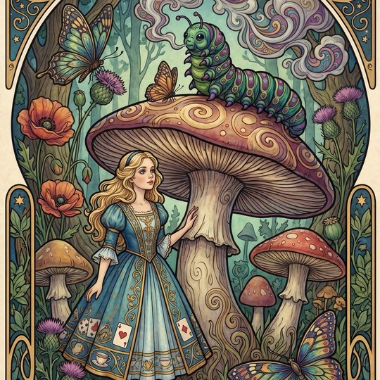 Caterpillar Mushroom Butterflies (150 Color Diamond Painting)