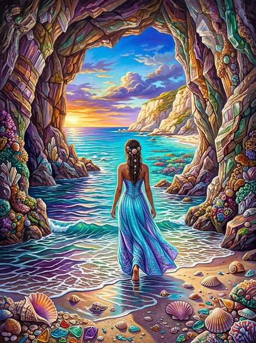 Cave Seaside Escape (100 Color Diamond Painting) Diamond Painting kit