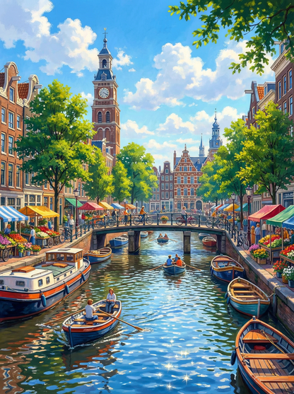 Sunny Day in Amsterdam (100 Color Diamond Painting)