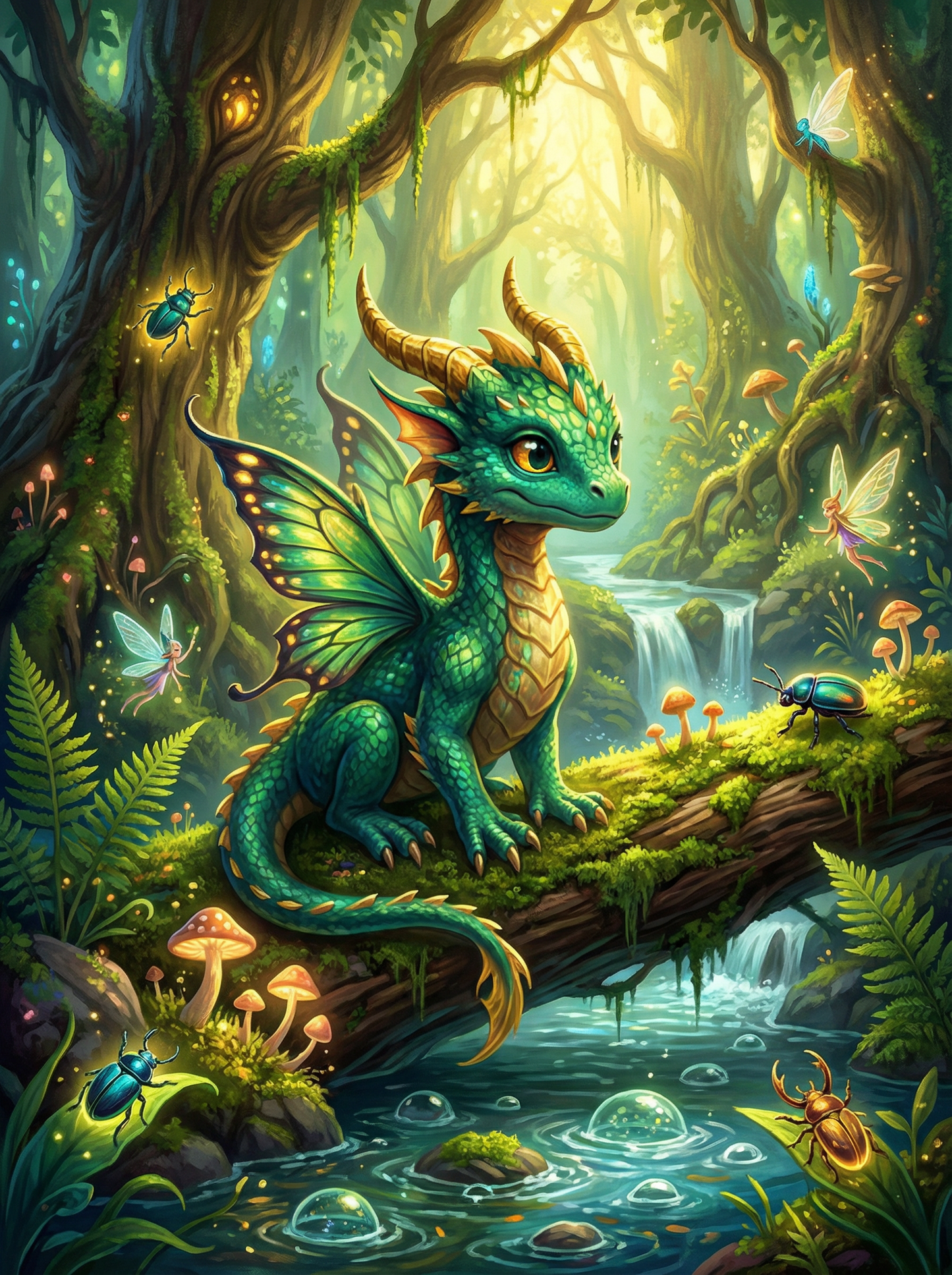 Enchanted Forest Dragon (100 Color Diamond Painting)