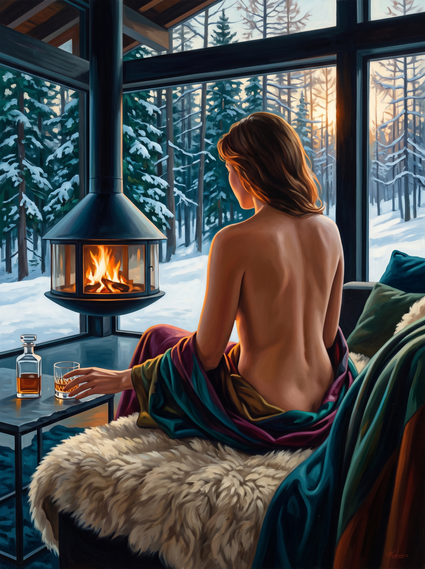 Chalet Fireside Snow