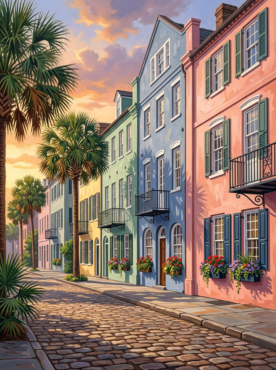 Charleston Rainbow Row (150 Color Diamond Painting) Diamond Painting kit