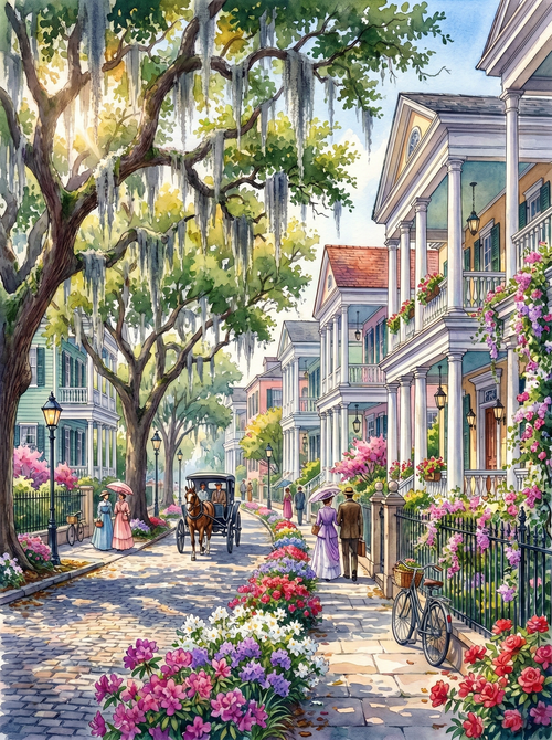 Charleston Southern Street (150 Color Diamond Painting)