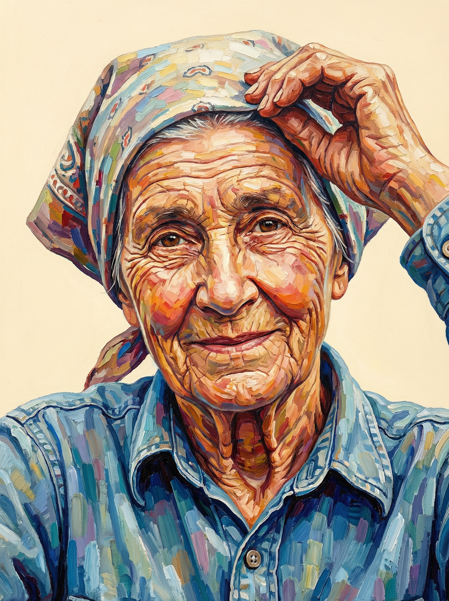 Cheerful Farmer Adjusting Hat (100 Color Diamond Painting) Diamond Painting kit