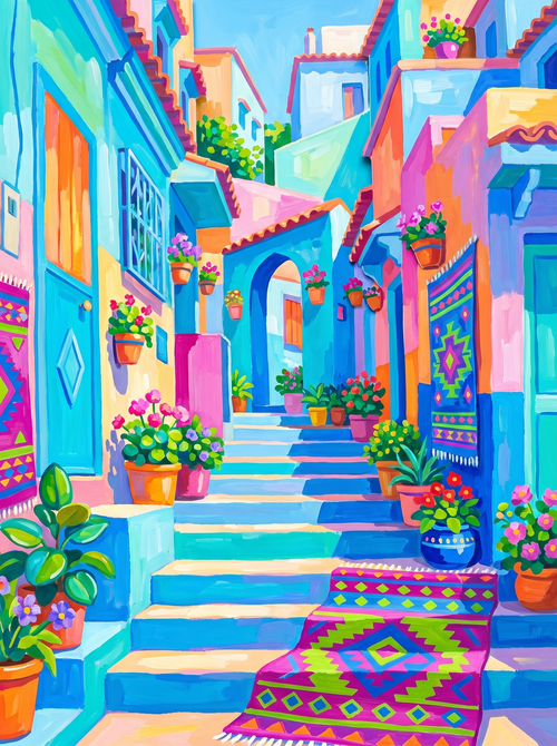 Chefchaouen Blue City (150 Color Diamond Painting)