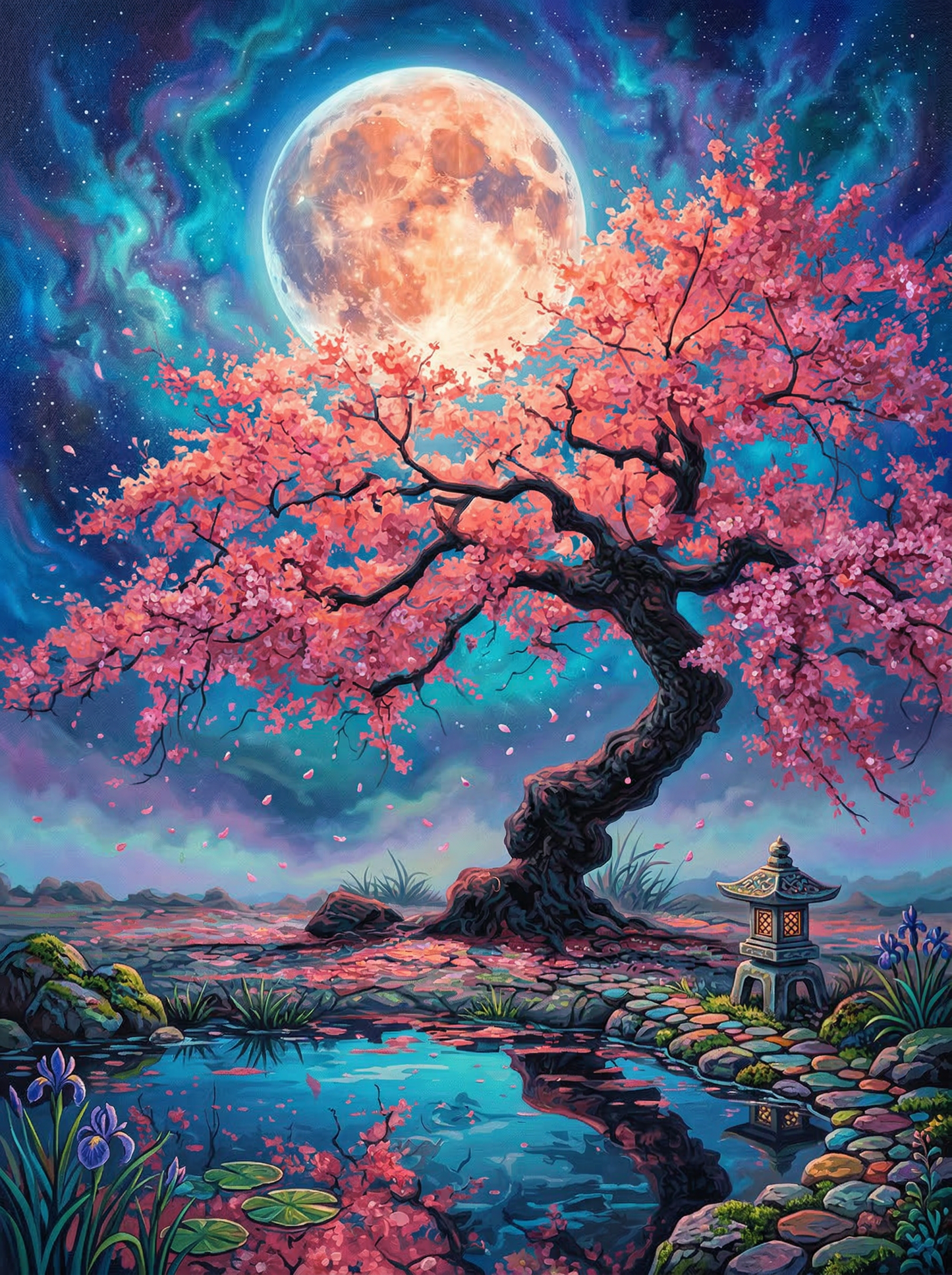 Cherry Blossom Moonlight (Diamond Painting)