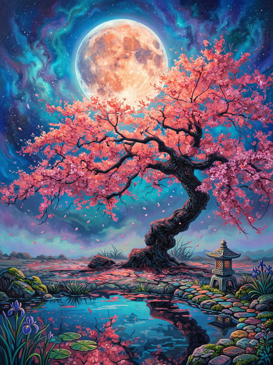 Cherry Blossom Moonlight (Diamond Painting)
