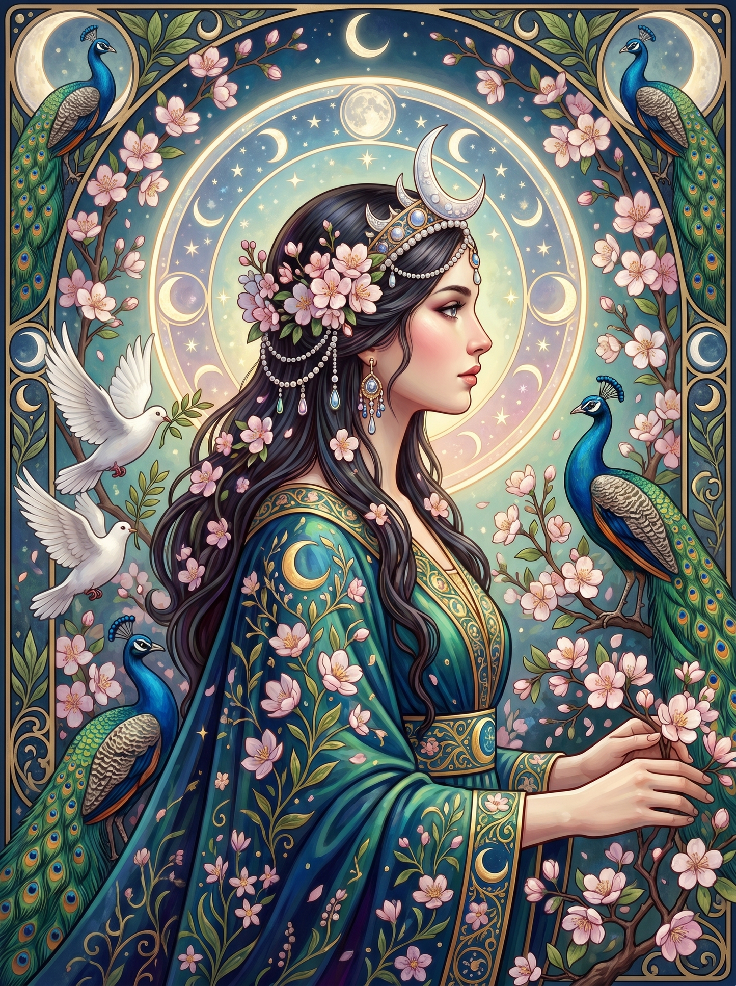 Cherry Blossom Peacock Woman (80 Colors)