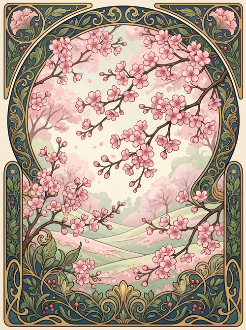 Cherry Blossom Rolling Hills (80 Colors)