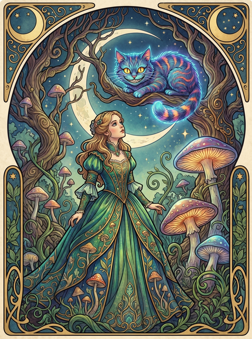 Cheshire Cat Crescent Moon (150 Color Diamond Painting)