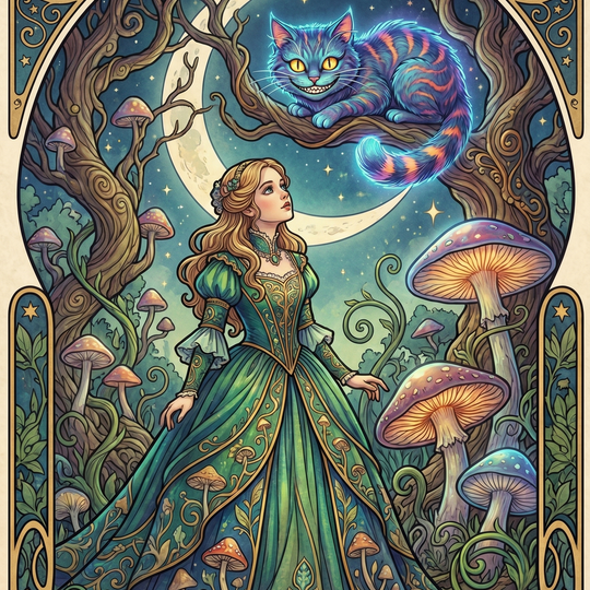 Cheshire Cat Crescent Moon (150 Color Diamond Painting)