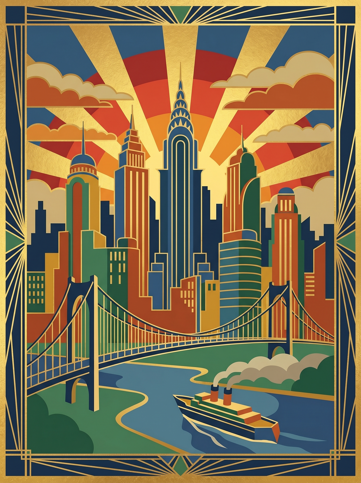 Chicago Artdeco Poster (150 Color Diamond Painting)