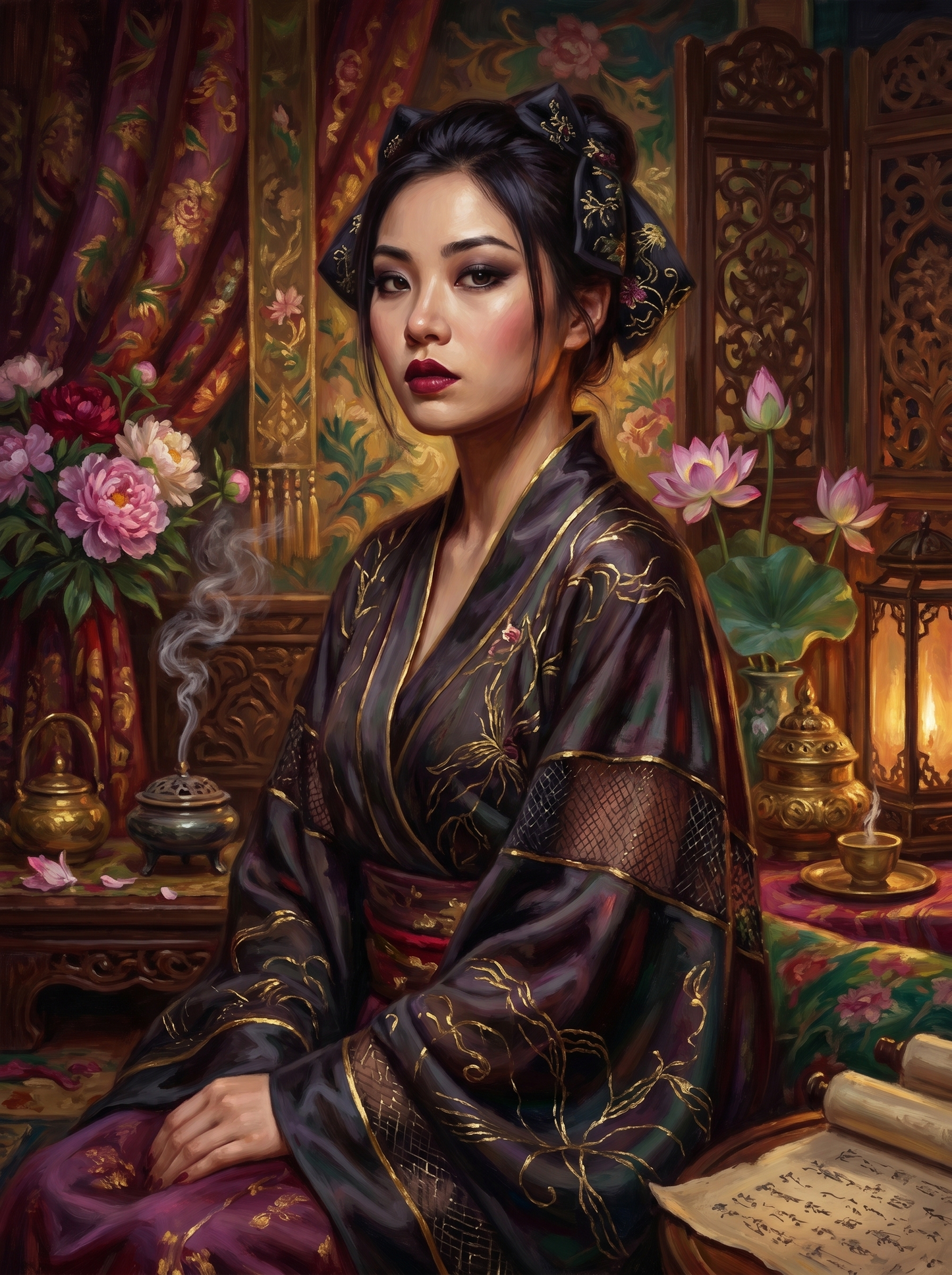 Chinese Ninja Incense Lotus (150 Color Diamond Painting)