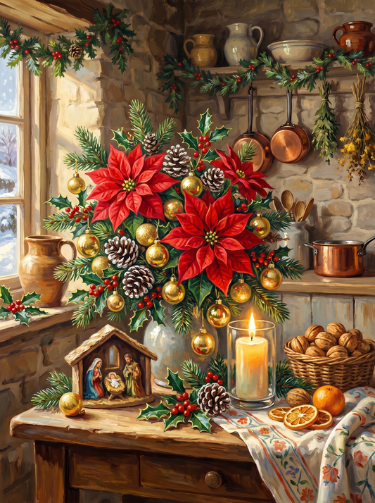 Christmas Poinsettia Arrangement (Diamond Painting) Diamond Painting kit