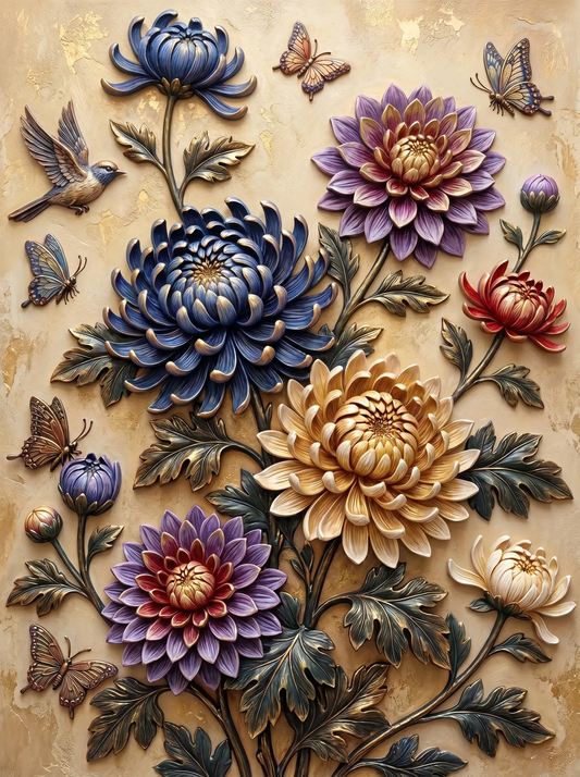 Chrysanthemum Relief Butterflies (Diamond Painting) Diamond Painting kit