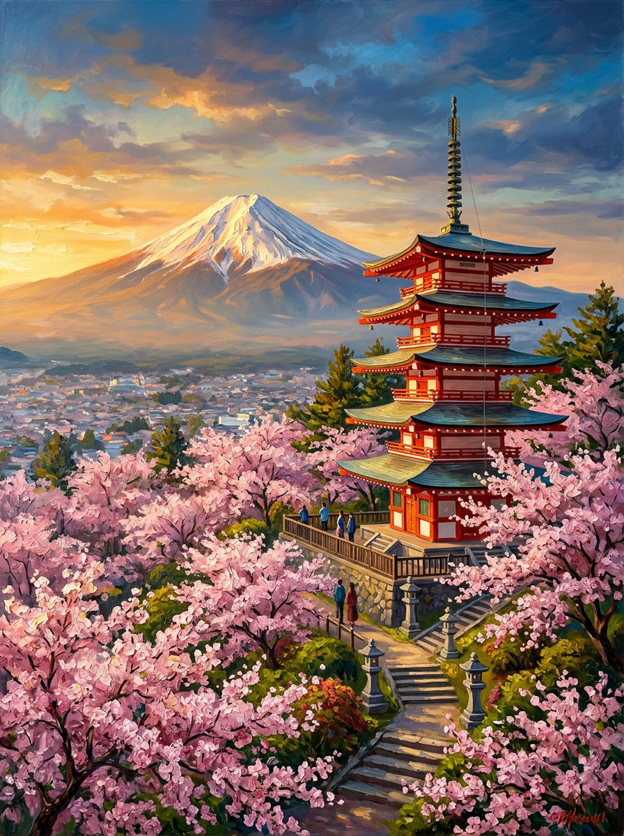 Chureito Pagoda Fuji (150 Color Diamond Painting)