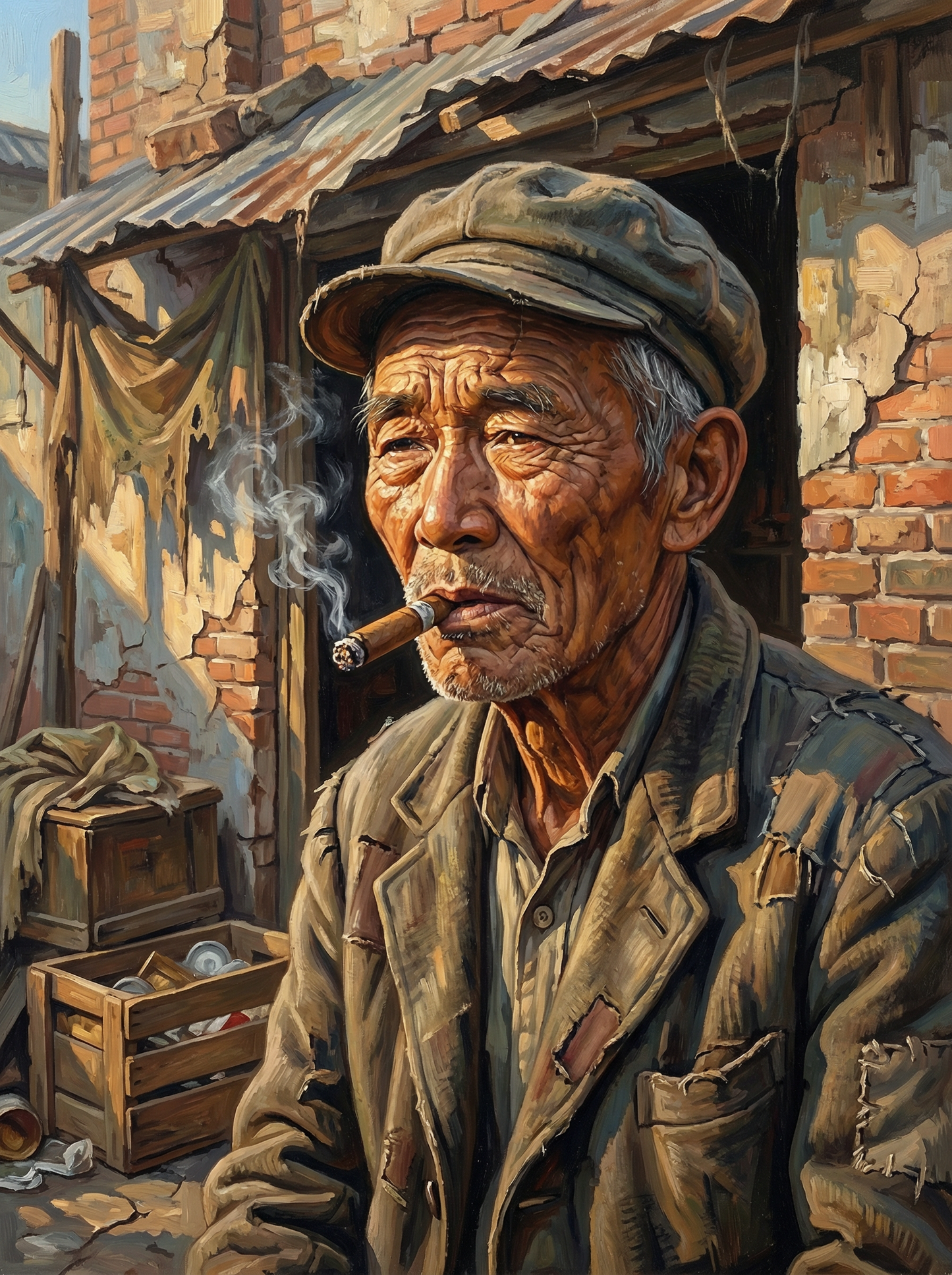 Cigar by the Old Wall (Diamond Painting) Diamond Painting kit