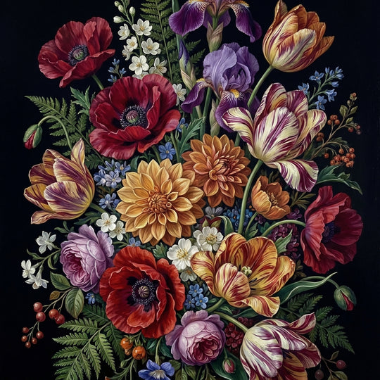 Classic Floral Dark Background (Diamond Painting)