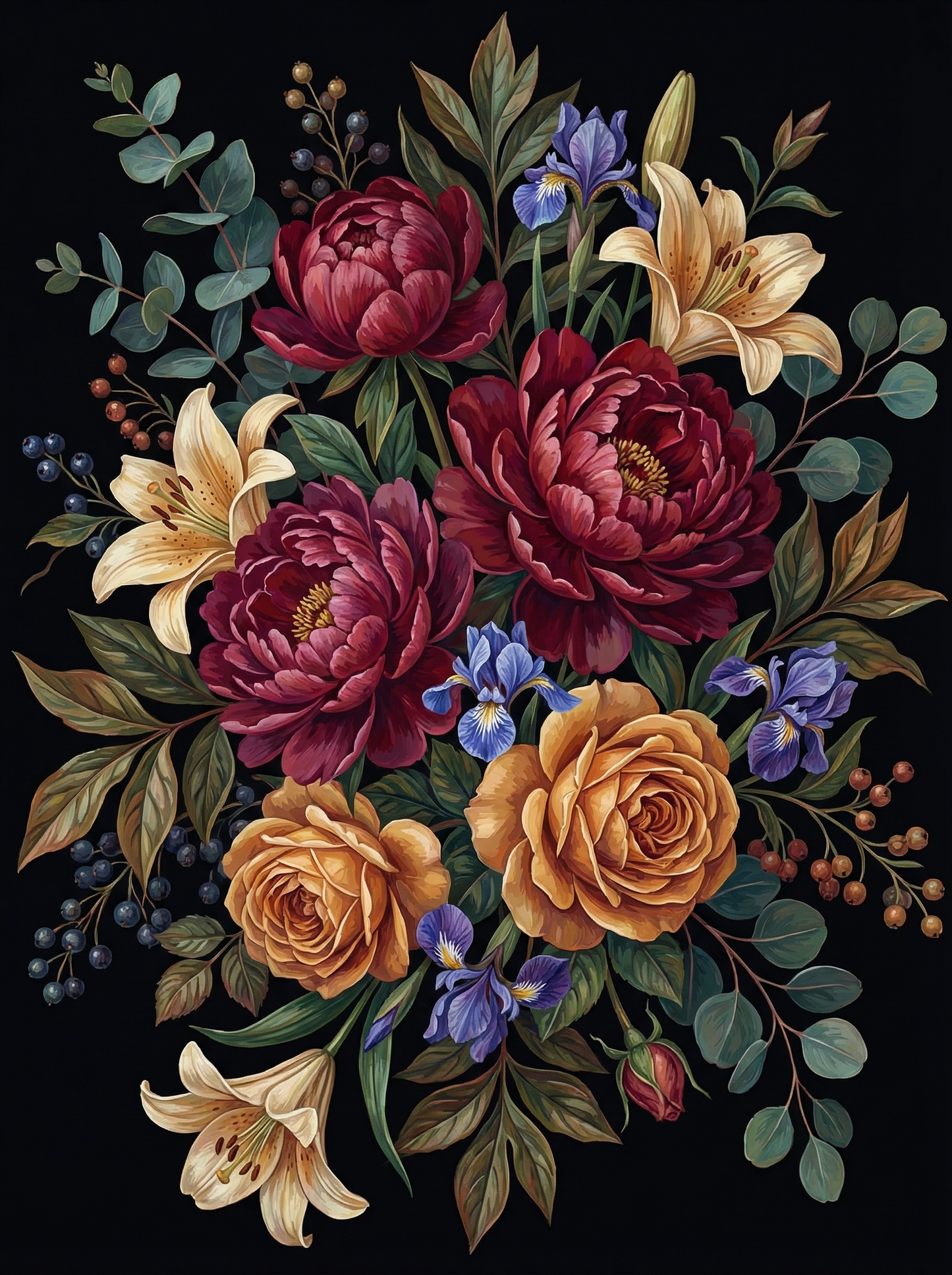 Classic Peony Bouquet Mix (100 Color Diamond Painting)
