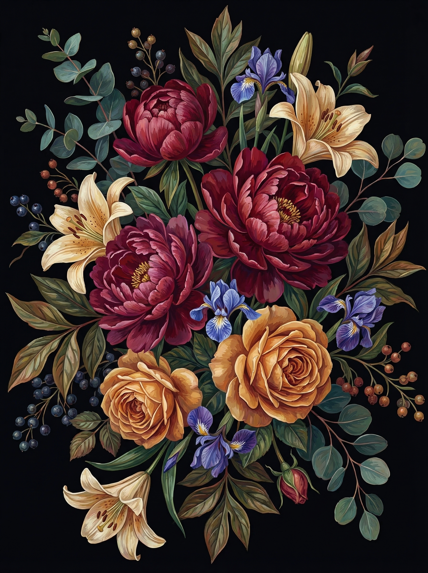 Classic Peony Bouquet Mix (100 Color Diamond Painting)